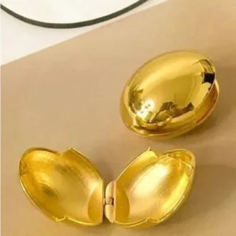 Gold Large Puffy Earrings (9011)